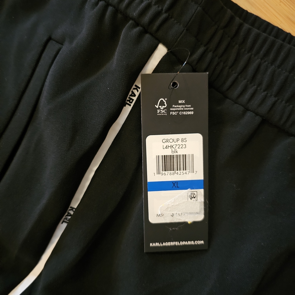 NWT Karl Lagerfeld Wide Leg Pant With White Piping Down The Side - Picture 5 of 6